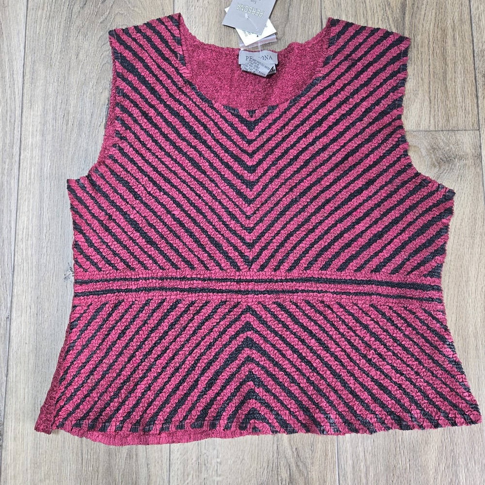 New Persona‎ Los Angeles Cheveron Tank Top Cranberry And Black Women's XL
